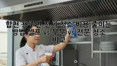 합천 용주면 전세 청소 비용 줄이는 방법! 셀프 vs 부분 vs 전문 청소 비교